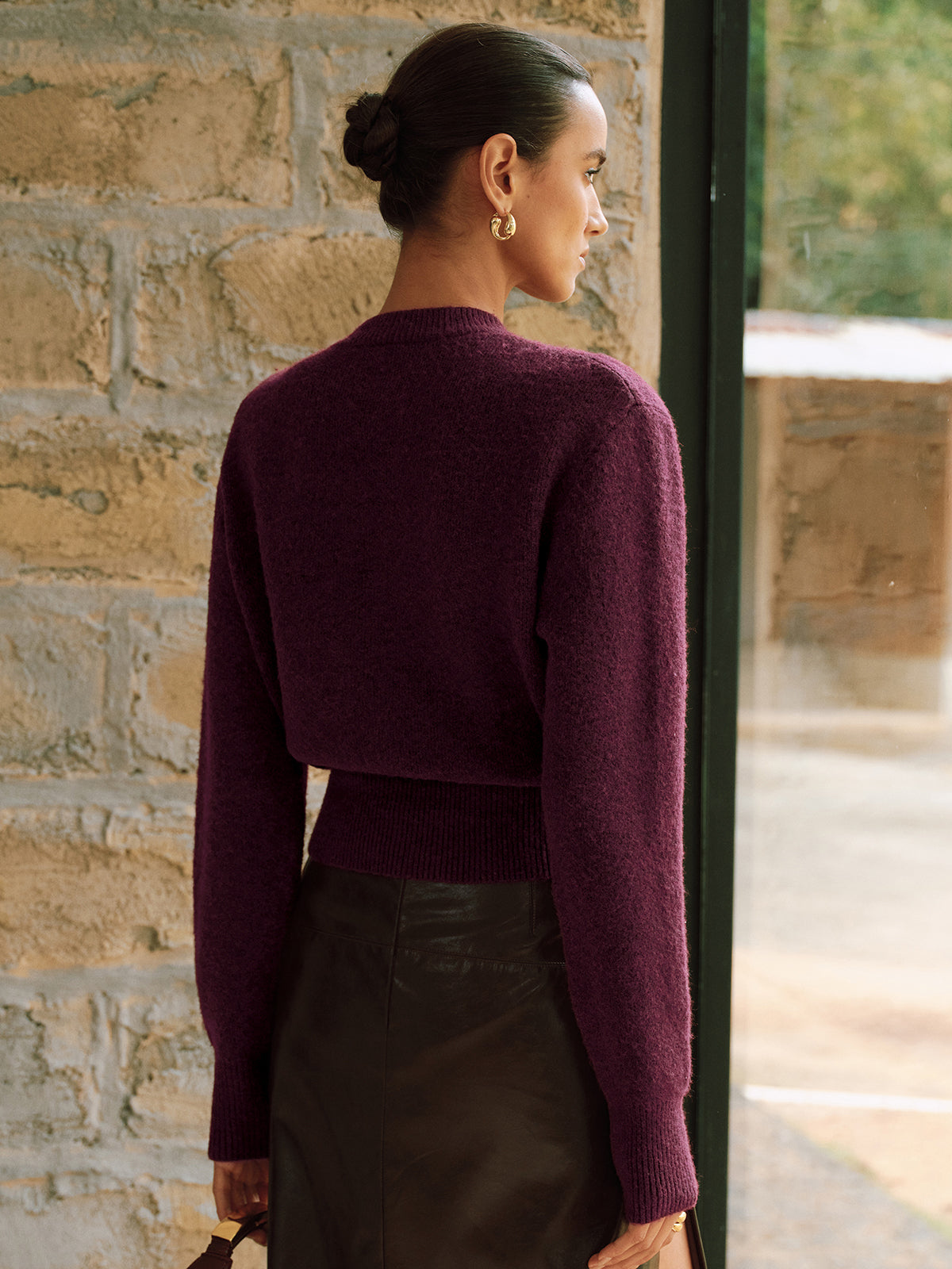 Horsebit Detail Long Sleeve Sweater
