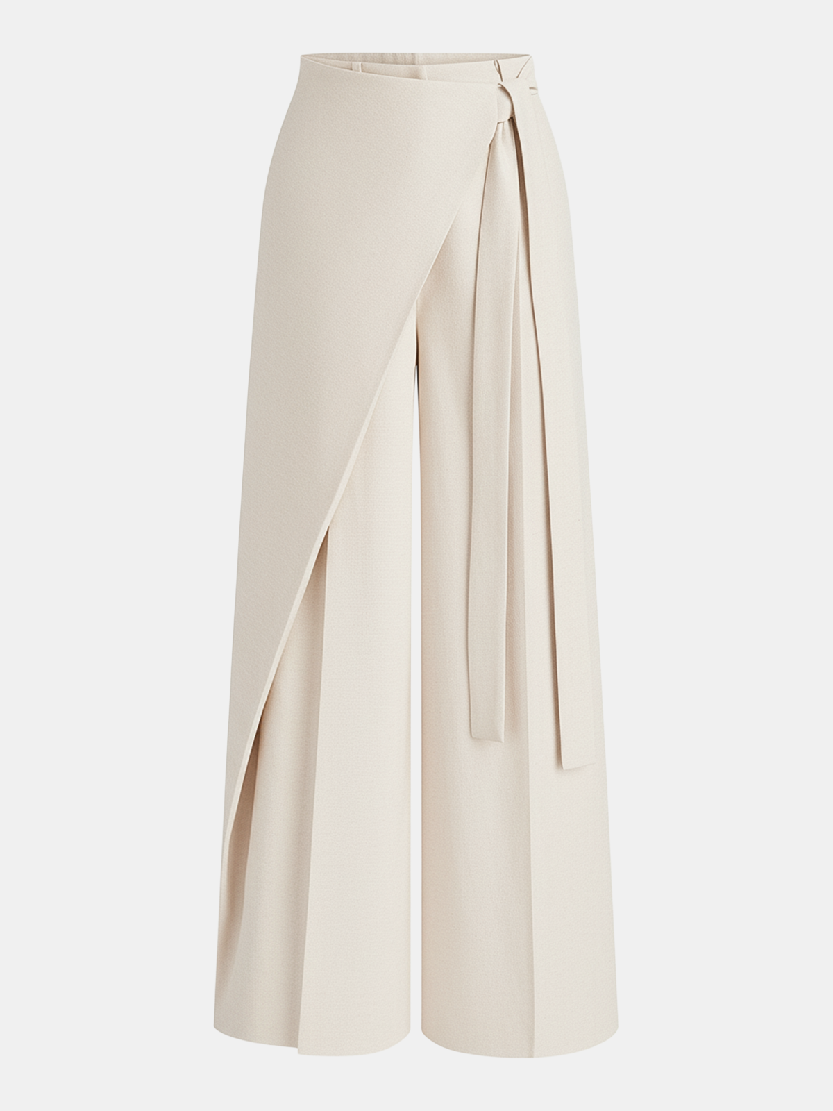 Puddle Hem Asymmetric Wrap Wide-Leg Pants